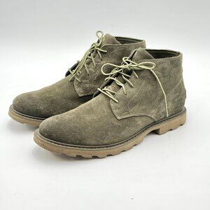 Sorel Mens 8.5 Madson II Chukka Waterproof Boots Suede Leather Green Gorpcore